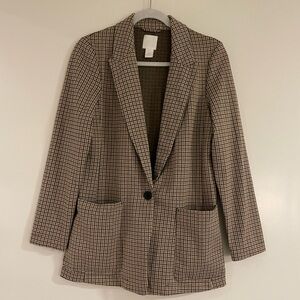 H&M Women’s Oversized Brown Plaid Blazer